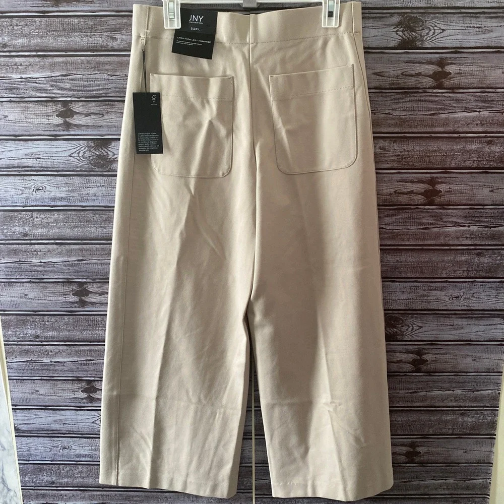 Jones New York Women's Cropped Wide-Leg Pants Size L High-Rise Cream NWT - Picture 2 of 6